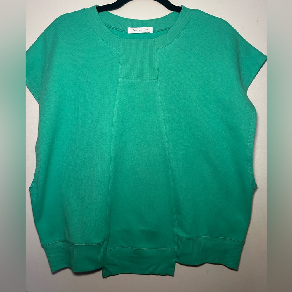 Ces‎ Femme Green Boxy Cap Sleeve Sweatshirt